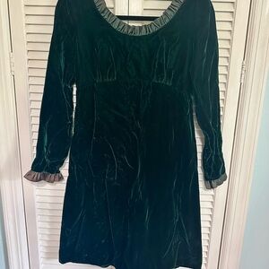 Vintage 1960s  Green Velvet Dress